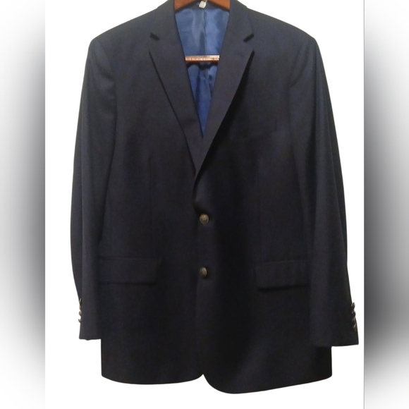 Hart Schaffner & Marx - Navy Blue Blazer, Mens 46R,  100% Wool, Single Breast - Picture 2 of 10